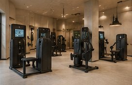 Het eGym-circuit met slimme krachtapparatuur in een lichte ruimte